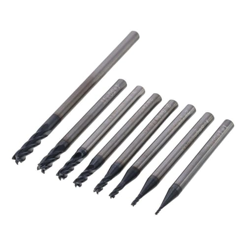 Image of Square Nose End Mill, Solid Carbide AlTiN Coated CNC Router Bits 4 Flute Spiral Milling Cutter(1.5x4Dx50)