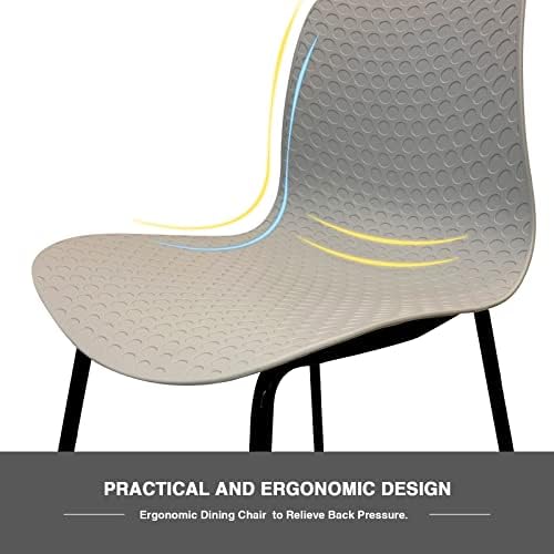 Dining Chair Achiemart Dining Chairs Set of 4 Metal Legs, Contemporary Lounge Dining Home Office Plastic Seat Armless Chairs, Max Weight up to 150kg/330lbs (Grey), 45.5 x 53.5 x 80cm (C-10)