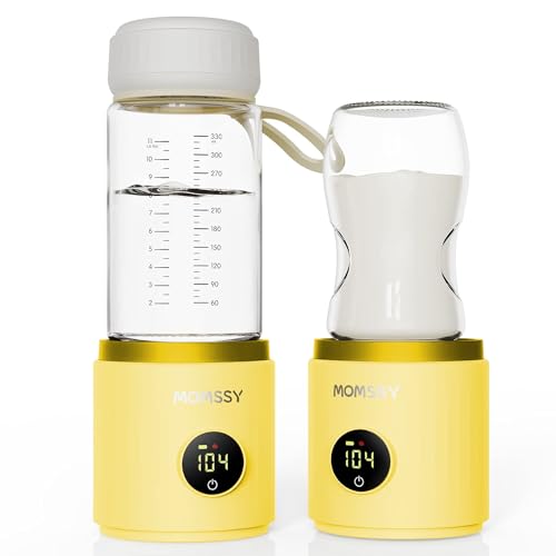 Image of Momssy Portable Bottle Warmer for Travel, Baby Bottle Warmer for Breastmilk Formula, Smart Temperature Control, Travel Bottle Warmer for Baby Brew, Milk Warmer for Baby USB Rechargeable, Auto Shut-Off