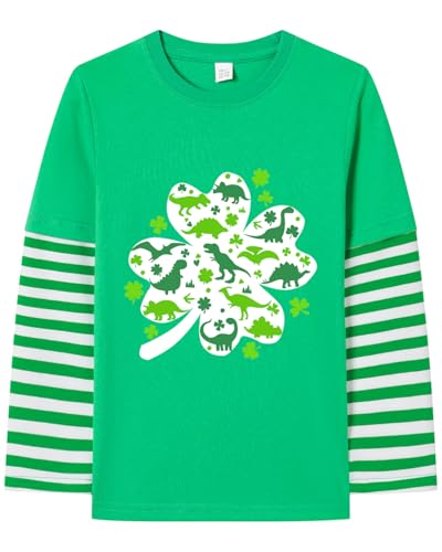 Toddler Boys St Patricks Day Shirts Girls Kids Clover Dino Irish Green Day Tshirt Tops Outfit 4T