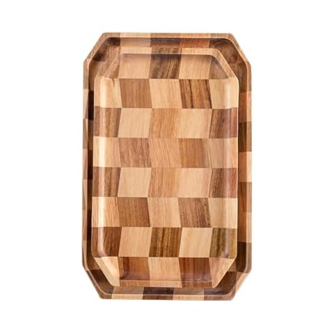 Set of 2 Elegant Wooden Serving Trays Cover