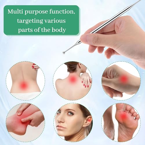Acupuncture Pen 1PCS Dual Head Facial Reflexology Tools Stainless Steel Acupressure Pen Portable Deep Tissue Reflexology Tools forTension & Headache Relief - Image 6