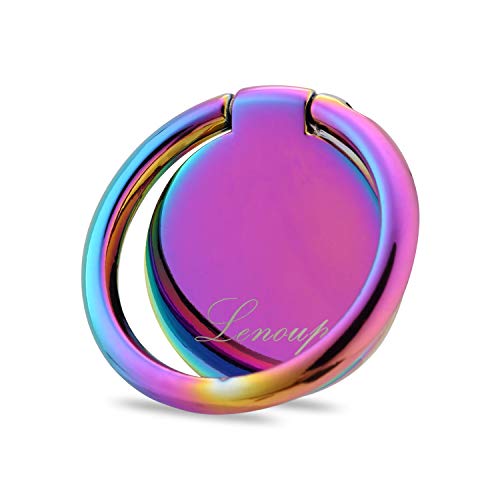 lenoup Rainbow Cell Phone Ring Stand Holder,Purple Multicolor Ring Grip Kickstand,360 Rotation Metal Finger Ring for Almost All Phones,Pad