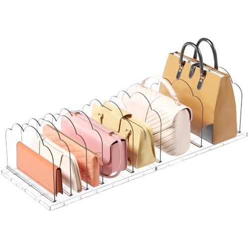Lifewit Purse Organizer for Closet, Clear Handbags Storage Organizer, Adjustable Purse Holder Rack for Closet Organization, 2 Pack Bookshelf Separator Dividers for Clutch Bag/Shirts/Sweater in Bedroom
