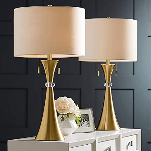 Hykolity Console Table Lamps Set of 2, End Table Nightstand Bedside Light for Living Room Bedroom, 26" Side Table Lamp, Glam Crystal Ball Brass Metal Base