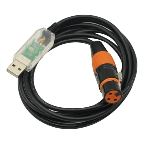 USB to DMX Interface Adapter Cable Stage Light PC DMX512 Controller Dimmer FT232 RS485 DMX USB Signal Conversion Cable FOR DMXControl ArtNet MagicQ QLC FREESTYLER, XLR Serial Converter Cord