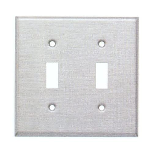 Morris 83812 Wall Plate, Toggle Switch, 2 Gang, 304 Stainless Steel, 5-Pack