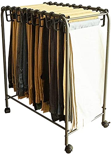 Porte-pantalons autonome à roulettes compact 56 x 34 x 65 cm pour le dressing