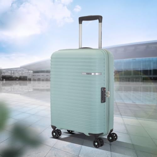 Image of American Tourister Liftoff+ | Small Size Cabin Trolley Bag (55 cm) for Travel | 360 8 Wheel Travel Luggage | Hard Case Polypropylene (PP) Suitcase | Mounted TSA Lock | Seafoam Blue