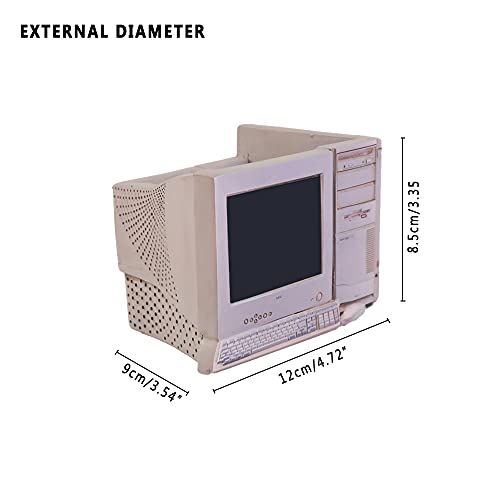 Image of Funny live 4.7 Inches Retro Desk-top Shape Desktop Decoration Resin Crafts Ornaments Home Office Personality Multi-purpose Succulent Plant Pot | Pen Holder (Computer Black Screen)