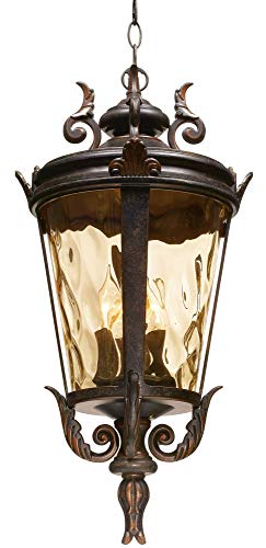 John Timberland Casa Marseille European Outdoor Ceiling Light Hanging Bronze Scroll 23 3/4" Hammered Glass Damp Rated For Exterior House Porch Patio Outside Deck Garage Front Door Home Roof #TOP4
