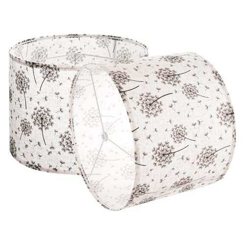 VEVOR Drum Lamp Shade 2 Set, 13 in Top x 13 in Bottom x 10 in High, Medium Drum Linen Lampshade, Replacement Lamp Shade for Table Lamps Floor Lamps, Easy Assembly Required (Light Dandelion Pattern)