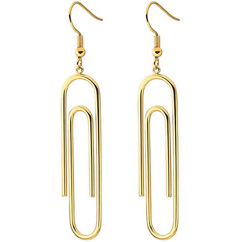 Stainless Steel Paper Clip Style Party Statement Dangle Earrings