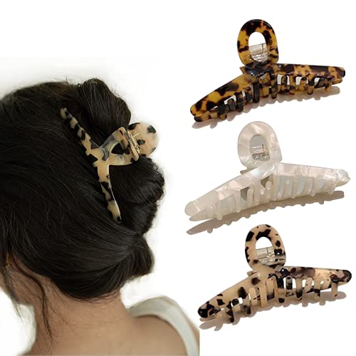 Large Hair Claw Clips for Thick Hair Tortoise Hair Clips for Women Girls Banana Clips French Vintage Design Celluloid Le