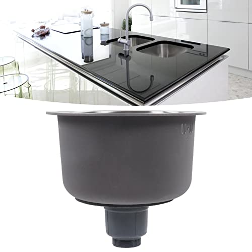 Mini fregadero redondo de cocina, acero inoxidable, 11.8", con rebosadero y desagüe, para bar y preparación de alimentos