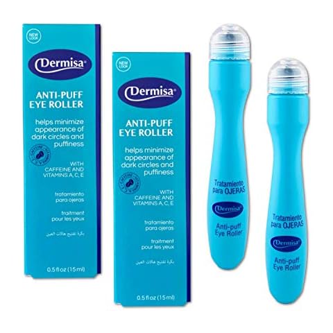 Dermisa Eye Roller for Puffy Eyes - Anti-Puff Dark Circle Under Eye Treatment Serum with Caffeine & Peppermint for Bright, Healthy Skin - Paraben, Fragrance, Dye and Oil Free - Made in USA - Pack of 2 Cover