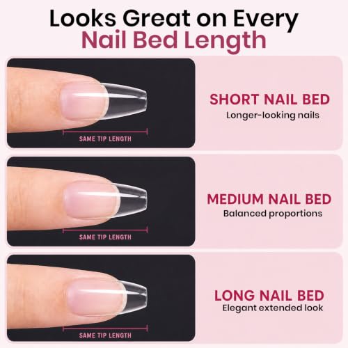 Image of Beetles Soft Gel Nail Tips Coffin Short 12 Sizes 288Pcs, Etched-free