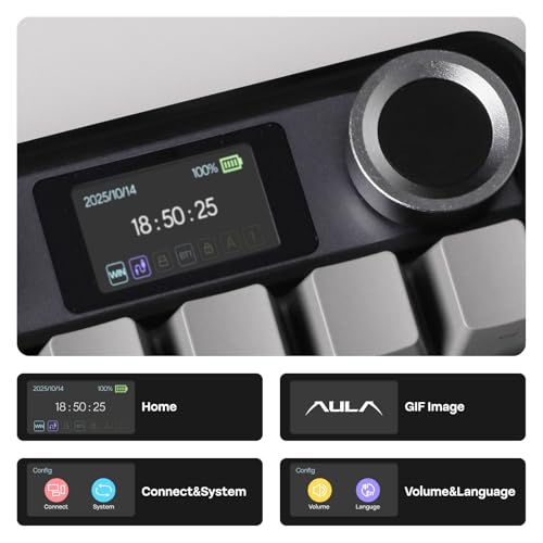 Image of EPOMAKER X Aula F108 PRO Wireless Gaming Keyboard with Screen, 8000mAh Battery, 104 Hot-Swappable and Programmable Keys and Knob, RGB Backlight, for Mac /PC /Android (Black Gradient)