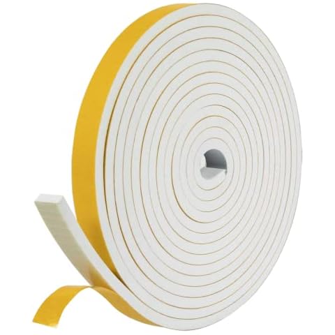 Self Adhesive Foam Tape Door Window Seal Door Draught Excluder Weatherstripping, 6mm Wide X 3mm Thick, Total 6 M Long Cover