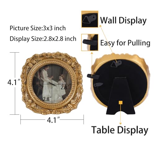 Vinlife Vintage Gold Picture Frames 3X3 Antique Frames Small Pictures Frames Round Picture Frames Victorian Picture Frame thumb #2