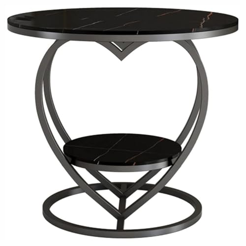 Image of Coffee Table for Living Room,Modern Corner Sofa Side Bedside Tables Snack End Table for Bedroom,White Table Top with Gold Metal Frame (Full Black)