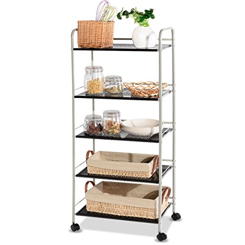 Giantex Steel Utility Cart Storage Shelf Rack Mobile Casters Metal Mesh Commercial Kitchen