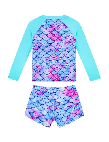 Girls Rash Guard Swimsuit Long Sleeve Bathing Suits Two Piece Summer Beach Swimwear2