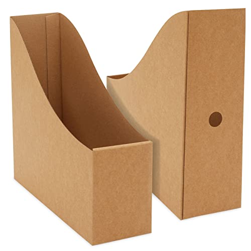 Juvale FZEPP 8-Pack Kraft Paper Material Cardboard Magazine File Holder Boxes With Labels - Desk Organizer thumb #4