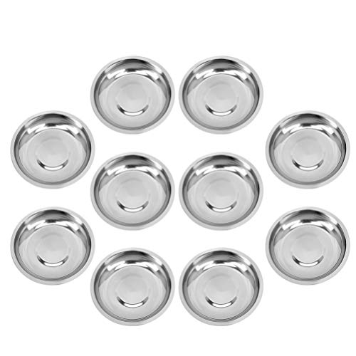 Doitool Food Containers 10Pcs Stainless Steel Appetizer Plates Round Seasoning Plates Mustard Dessert Dishes (8Cm) Japanese Snacks #TOP7