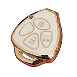 TAPAYICA for Toyota Key Fob Cover TPU Key Fob Shell Fit for Toyota 4Runner Corolla Matrix RAV4 Venza Yaris Scion (3 Buttons-White)