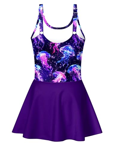 Image of Yousie Girls Swimsuit One Piece Tropical Kids Bathing Suit Swimwear Adjustable Swim Dress 5-9 Years
