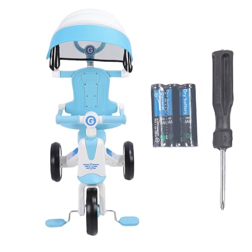Triciclo para bebés con manija de Empuje Ajustable para Padres, toldo Plegable con luz Musical, Triciclo para niños pequeños de 18 Meses a 5 años, niños y niñas (Azul)