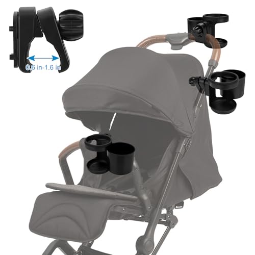 Image of Accmor Stroller Cup Holder, Universal Cup Holder for Walker Wheelchair Bike | 360 Rotatable Attachment Accessories for Uppababy Nuna Doona Strollers Scooter