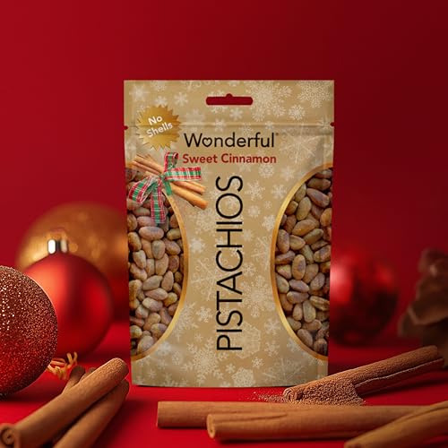 Image of Wonderful Pistachios No Shells, Sweet Cinnamon Flavored Nuts, 5.5 Ounce Resealable Bag, Protein Snacks, Gluten Free, Healthy Vegan Snacks (Pack of 4)