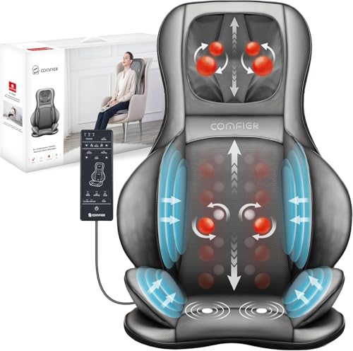 COMFIER Massager Chair with Heat, Shiatsu Neck Back Massager Portable with Compress &...