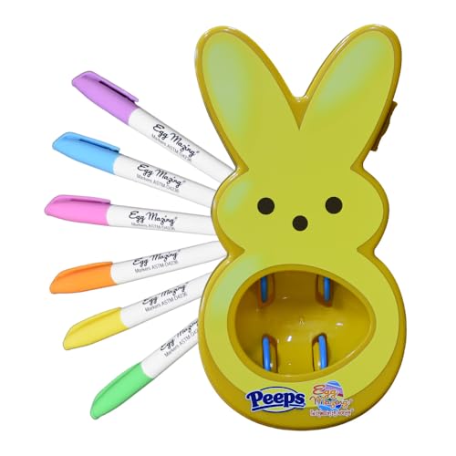 The Eggmazing Egg Decorator - Peeps Bunny - Arts and Craft Set Includes 6 Colorful Quick Drying, Non-Toxic Markers - Yellow - 6