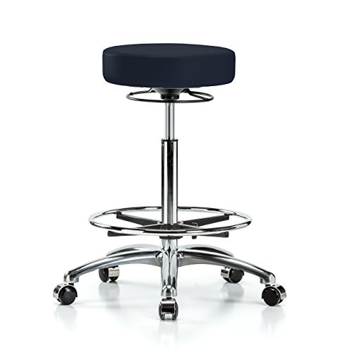 Image of Perch Chrome 360 Degree Height Adjustable Stationary Stool | Desk Height 18-23 inch | Imperial Fabric
