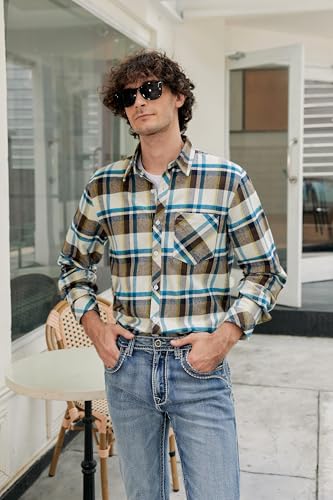 Image of Betusline Boy and Men Button Down Plaid Shirt | Soft,Breathable and Comfortable Fabric