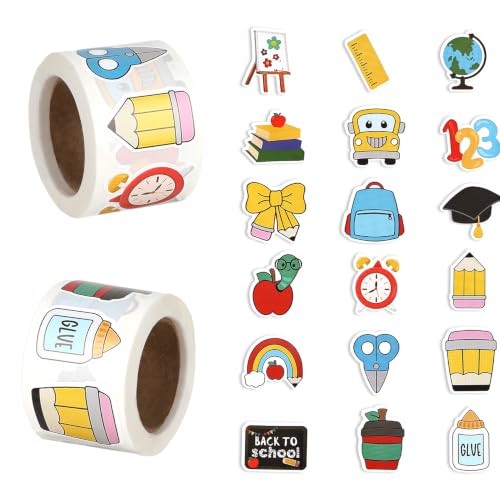 Back to School Stickers First Day of School Stickers for Kids Self Adhesive Teacher Reward Decal Sticker for Gift Scrapbook Cards Students Preschool Kindergarten Welcome Back to School Decor 500 PCS