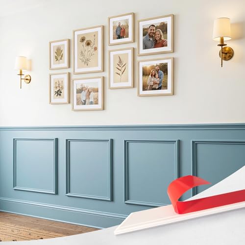 Upick Peel and Stick Wainscoting Pre-Cut Wall Molding Kit 20x20 3-Frame