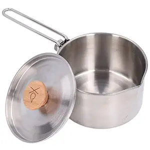 Stainless Steel Camping Pot, Outdoor Cookware Heat Resistant 1000ml Detachable Handle Prevent Corrosion for Hiking for Picnic