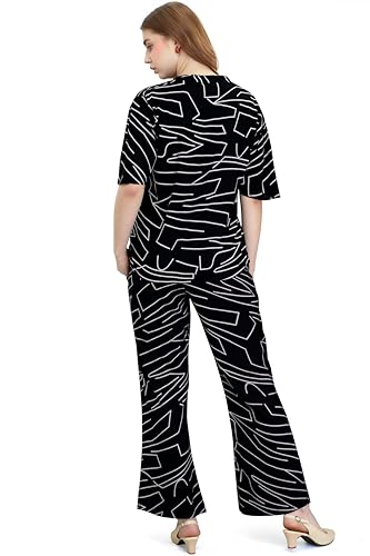 Image of ZEYO Women's Rayon Printed Night Suit Set Of Top & Pajama Set