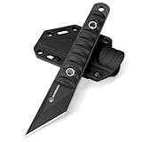 SPITZKANTE 5.8" Small Fixed Blade Knife, Full Tang 5Cr14MoV Stainless Steel EDC with Sheath, Horizontal Carry – Ideal for Outdoor Adventures, Camping & Hiking（Black）