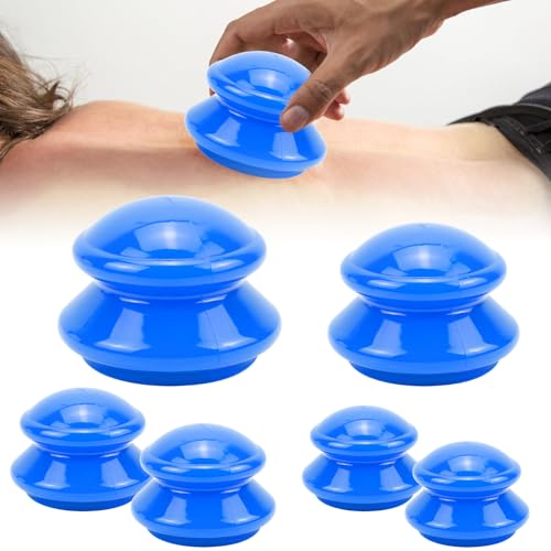 Juego de 6 vasos de silicona para ventosas, para masaje de cuerpo entero, dispositivo de terapia con ventosas, con 4 tamaños, anticelulitis y alivio del dolor