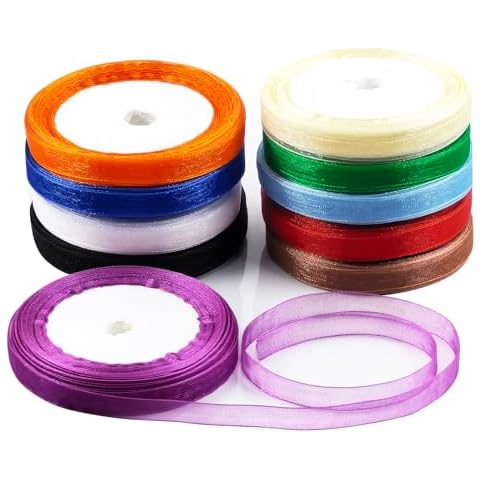 Swpeet 10 Rolls Organza Ribbon Kit Cover