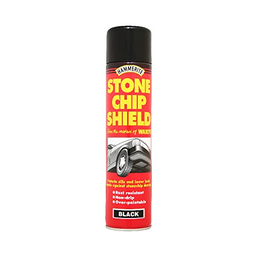 Hammerite Stone Chip Shield. Spray Shield Underseal Metal Paint for Cars. Underbody Black Metal Paint. Rust Resistant, Durable Automotive Paint, 8 Year Protection - 600ml Aerosol 1.5 SqM Coverage​