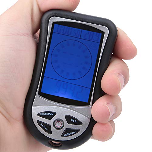 BOROCO Altimètre électronique, thermomètre Thermomètre de Navigation électronique Boussole GPS Baromètre de prévision météo avec rétroéclairage LED Compteur Multifonction 8 en 1