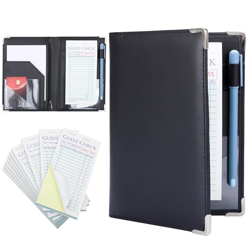 livre Belle Vous Bloc-notes de serveur avec dossier – 10 livres/500 feuilles – Bloc-notes de serveur/serveuse pour reçus de commande de nourriture de restaurant