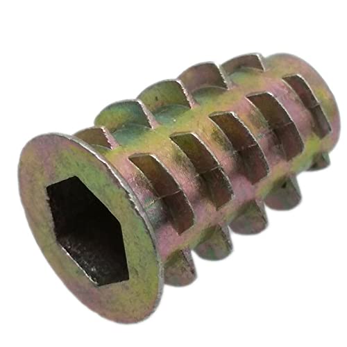 20x M6 x 18mm Furniture Hex Drive Flat Head Nuts Screws For Wood Insert - Thumbnail 4
