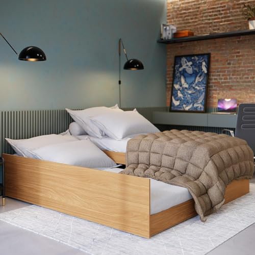 Cama Matrix 3 em 1 Quarto Solteiro com Auxiliar e Casal Nature